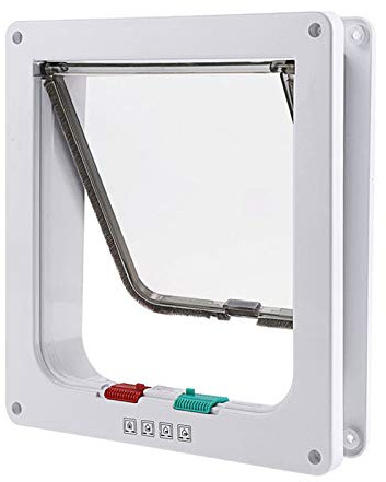 Katzenklappen Hua Katzenklappe/Haustiertür, Transparente Magnetklappentür Für Glastür Und Fenster, Mit 4-Wege-Handverriegelung, Weiß