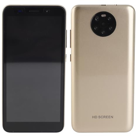 Fockety Smartphone, entsperrt, 5,45 in 1 + 8 GB, 128 GB Speicher, erweiterbar, HD-Display, Dual-Karten-Telefon, Dual-Standby, Handy, Android, Gesichtserkennung, Handy (Gold)