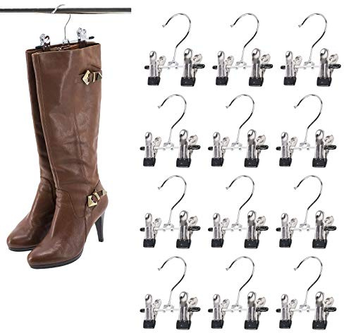 Double Adjustable Clips Stiefel Kleiderbügel, Platzsparende Stiefel Socken Taschen Hängende Clips Stiefelhalter Boot Organizer (12)