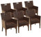 kreatives Wohnen Esszimmer Stühle Set 6 Stück Rattan Armlehner Sessel Bilbao vollgepolstert Polster Prairie Brown, Holz, Hellbraun, Extra breit