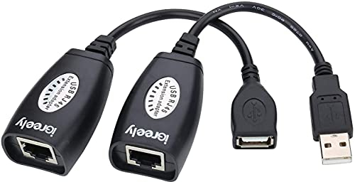 QIANRENON Adattatore di prolunga USB su RJ45 tramite amplificatore di segnale USB Cat5/Cat5e/Cat6, si estende fino a 50 metri, 1 paio