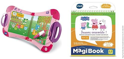 VTech - MagiBook Starter Pack Rose, Livre Interactif Enfant – Version FR & Magibook-Peppa Pig, 480405 - Version FR