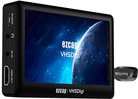 【Mit USB-Stick】 PMSUN AV-Videorekorder, Analog-Video-Audio-Digital-Konvertierung - Digitalisieren von Videoaufnahmen von VHS,Videorekordern,AV,RCA,Hi8,Camcordern,DVD-Playern ezcap180