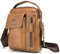 Herren-Schultertasche aus echtem Leder für den Alltag, lässige Kuriertasche, Handtasche, Gelb-Braun, 8.66''x7.08''x1.97''