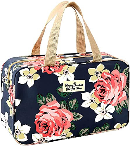 Trousse de Toilette Femme,Trousse de Toilette étanche Portable,Sac de Toilette Grande capacité Organisateur pour Le Voyage,Business,Pique-Nique (Grosse Rose)