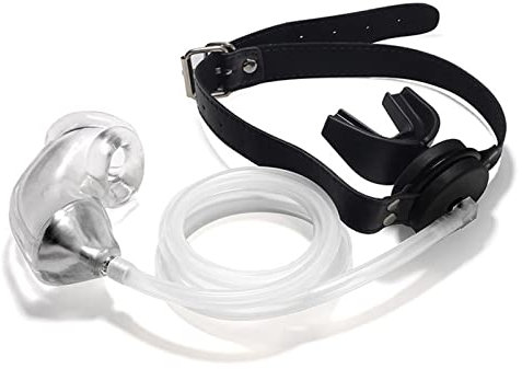 Jinqian Urinal Piss Trichter Öffnen Mouth Gag mit Penis Sleeve Penishülle Dildo Knebel Mundknebel Bondage Set Silikon SM Erotik Sexspielzeug für Frauen Männer Paare (Schwarz)