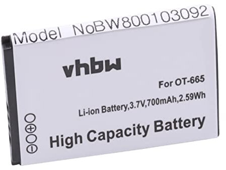 vhbw Akku kompatibel mit Alcatel One Touch Sesame II Handy Smartphone Telefon (700 mAh, 3,7 V, Li-Ion)