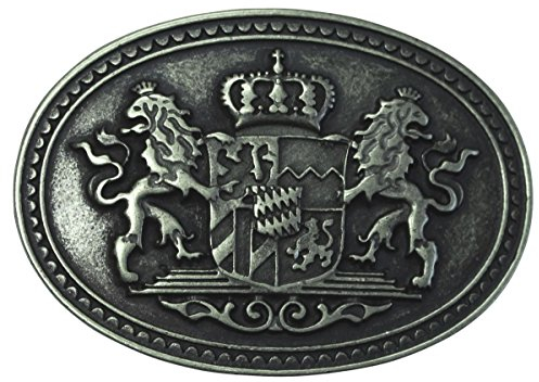BELTINGER Gürtelschnalle Doppellöwe und Wappen 4,0 cm | Buckle Wechselschließe Gürtelschließe 40mm Massiv | Altsilber