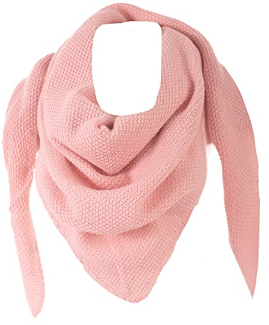FASHION YOU WANT Damen XXL Strick Dreieck Schal mit Reiskorn Strickmuster in Unifarben, Schal, Leichtes Tuch (rosa)