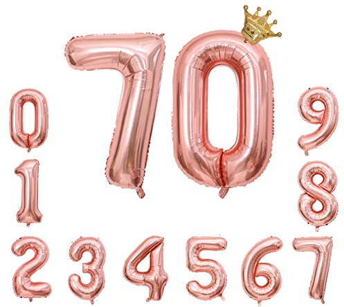 Foil Luftballon 70 Helium Folienballon Zahlen Ballon XXL Folien Rosegold Ballon 70 Geburtstag 100cm/40inch