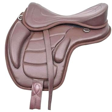 WILD RACE Genuine Leather Freemax Saddle All Purpose Treeless Horse Saddle, Size 12, 13, 14, 15, 16, 16.5, 17, 17.5, 18 Inches (17.5 Inch, Brown)