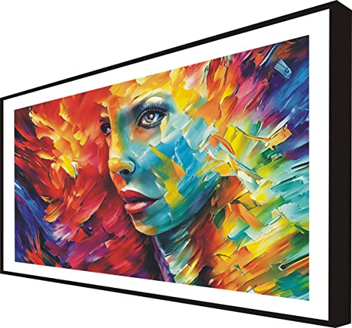 CCRETROILUMINADOS Bild mit Holzrahmen, schwarz lackiert, beleuchtet mit LED-Licht, Pop-Art: Elle