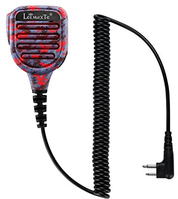 LEIMAXTE Two Way Radio Speaker Microphone Compatible with Motorola CP200,GP300,CLS1110,CLS1410 Waterproof IP56 Walkie Talkie with PTT and 3.5mm Jack-Camouflage Purple