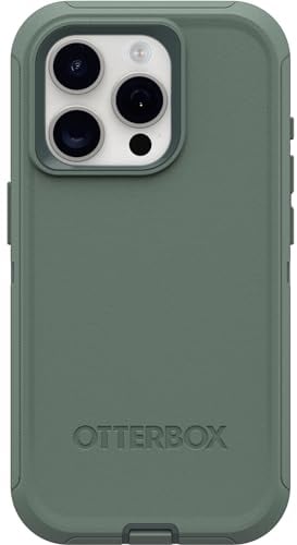 OtterBox iPhone 15 Pro (Only) Defender Series Case - FOREST RANGER (Green), screenless, rugged & durable, with port protection, includes holster clip kickstand