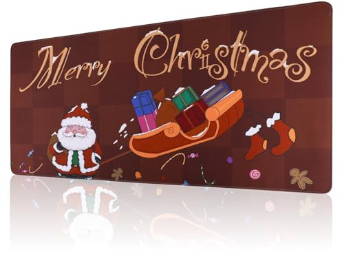 BOUNDLESS Tapis de souris de jeu de Noël, motif Père Noël, sous-main pour PC, ordinateur portable, bureau à domicile et bureau, grand tapis de souris (80 cm x 40 cm)