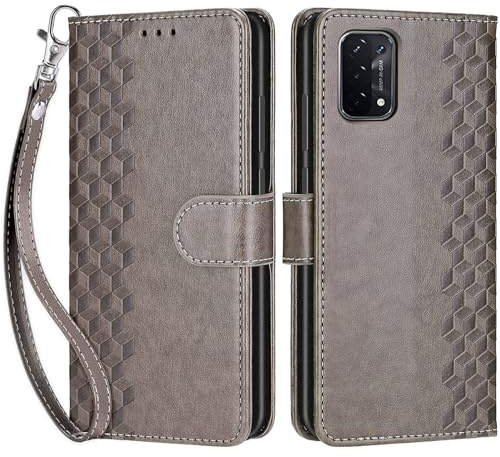 Handyhülle für Oppo A54 / A74 5G Klapphülle Leder Wallet Würfel - Grau | 3 Kartenfächer & 1 Geldfach, Magnetverschluss, Ständerfunktion, robuste premium PU leder klapphülle für Oppo A93 / A93s 5G