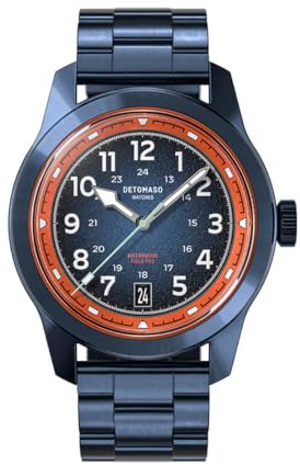 DeTomaso Blue Explorer Automatic Blau Herren Armbanduhr Analog Automatik Stahl Armband Blau