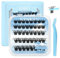 KevKev Self Adhesive Eyelashes Press On Lash Clusters Pre-Glued Cluster Lashes Self Stick Eyelash Clusters 1 Step DIY Lash Reusable No Glue No Remover Eyelashes Easy to Apply (Typhoon, D-8-16mix)