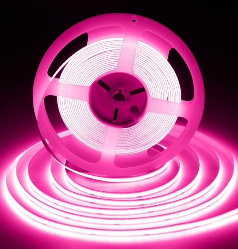 iNextStation COB LED Streifen 10M Rosa, DC24V LED Strip Lights Flexibel CRI93+, Breite 8mm Uniform Lichtband für Unterbau, Schlafzimmer, TV, Küche, DIY Heimdekoration (Ohne Netzteil)