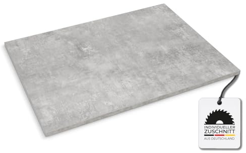 Hausfux Tischplatte nach Maß - 1,9 cm Starke Spanplatte, melaminbeschichtet, mit ABS-Kante - individueller Zuschnitt - Made in Germany (Bellato Grau, 180 x 60 cm)