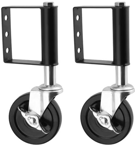 MUKCHAP 2 Pack 4 Inch Spring Loaded Gate Support Caster Wheels - 100kg/ 220lbs Load Capacity Rubber Wheels for Wooden Gates