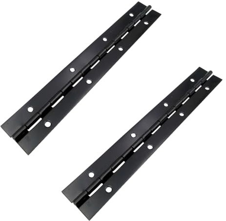 Lot de 2 charnières de piano longues en acier inoxydable avec trous pour pianos, portes d'armoire et grandes fenêtres - 400 x 30 x 0,8 mm