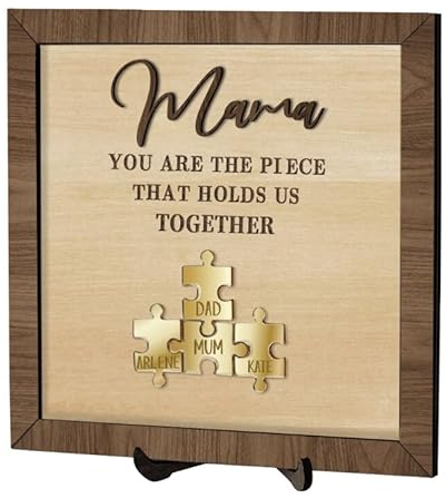 Personalisiertes Muttertags-Puzzle-Schild aus Holz, Geschenk für Mama, personalisiertes Mama-Puzzle-Schild mit individuellen Kindernamen, Wanddekoration, Muttertags-Geburtstagsgeschenk