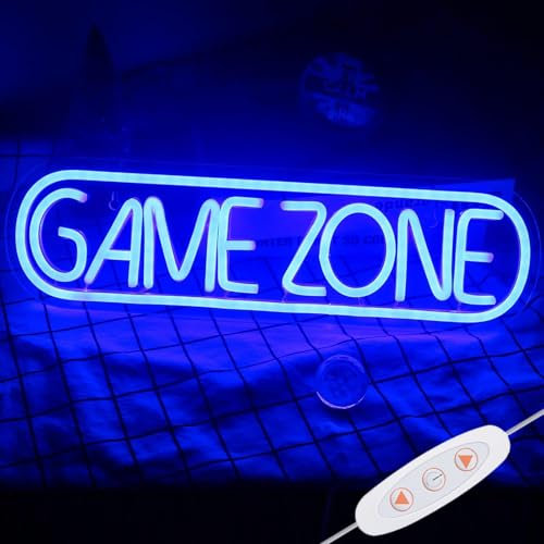 STHomedeco Game Neon lampe - Alimenté par USB Enseigne Lumineuse Decor Gaming Cool Néon pour Chambre Salle de Jeux Bar Enfants Cadeau Décoration de Fête (GAMEZONE-Blue)