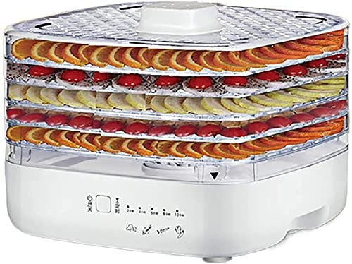 Deshidratador de alimentos, secador de frutas de plástico transparente, 5 bandejas, sincronización de 2/4/6/8/10 horas, sin BPA para frutas/verduras/carne/hierbas/semillas