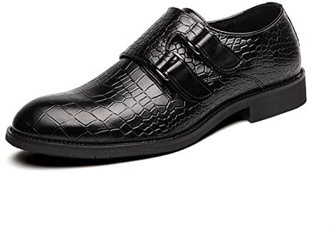 WgGUIF Zapatos de Vestir para Hombres sin Cordones con Punta Redonda bruñida de Piel sintética Baja Suela de Goma Antideslizante Trabajo