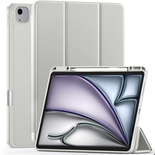 Vobafe Funda Compatible con iPad Air 13 Pulgadas 2025/2024, iPad Pro 12.9 2022/2021(6ª/5ª Generación), TPU Cubierta Trasera Flexible con Soporte para Lápiz, Soporta Carga de Apple Pencil, Gris Claro