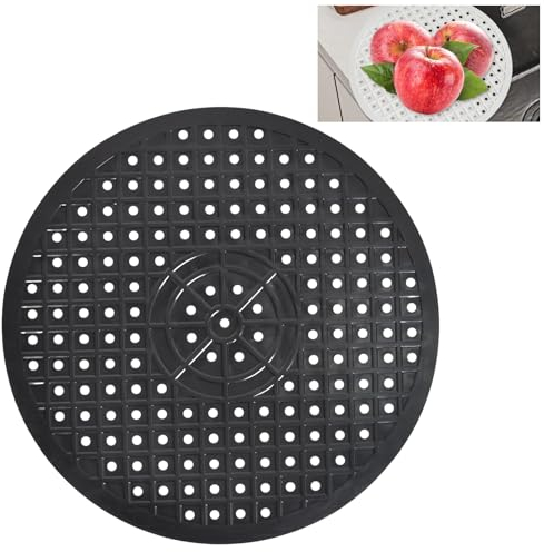 DabbOo Alfombrilla Fregadero Cocina 30.6cm Alfombrilla de Silicona para Fregadero Estera Redonda del Fregadero Alfombrilla de Drenaje Antideslizante Cortable Drenaje Rápido Alfombrilla(Redondo Negro)