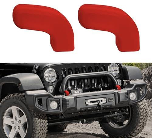 deemars 2pc Coperture per Ganci di Traino, Protezioni per Ganci di Traino, Accessori Esterni per Auto Copertura del Ricevitore del Gancio di Traino per Jeep Wrangler JK JL Gladiator 2007-2022 (Rosso)
