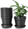 Solvant 6 Vasi per Piante da Esterno, Vaso Con Fori di Scarico e Vassoio，Adatti A Ufficio E All'Aperto, Balcone, Vasi Per Piante In Coltivazione, Erbe, Orchidee (Nero, 20 cm)