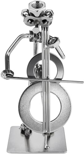 BRUBAKER Schraubenmännchen Musiker mit Cello - Handarbeit Eisenfigur Metallmännchen Cellospieler - Metallfigur Streichmusiker Dekoration Geschenk für Cellisten
