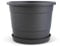Plastard Blumentopf Terra Ø 46 cm Anthrazit mit Untersetzer, wetterfester Pflanzkübel, Pflanztopf, Blumenkübel, Übertopf für Innen & Außen aus Kunststoff mit Überlauf