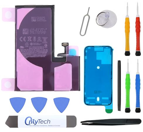 OnlyTech - Premium Replacement Battery for iPhone 15 Pro - 3274mAh, identical quality - Kit 12 Professional Tools and Screen Adhesive Included