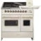 GURARI Elektro-Standherd GCH E 912 DF Cr r+GCH 461 BG 9, Elektro Standherd 90 cm mit 1-fach-Teleskopauszug, Doppelbackofen+Dunstabzugshaube 90cm