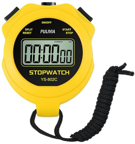PULIVIA Chronomètre Sportif avec Silencieux et Bouton Marche/Arrêt, Pas de Calendrier pour Opération Facile, Chronomètre Numérique pour Les Entraîneurs pour Enfants Qui Gèrent la Natation, Jaune