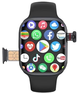 CD99 S16 4G Smart Watch Android System with SIM Card GPS WIFI Camera Smartwatch for Men Women 2.26 AMOLED Screen GoooglePlay (Black,4GB 64GB)