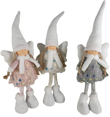 Aspinaworld Stehende Deko Stoff Engel im 3er Set 39 cm, Wohnzimmer Deko, Engelfigur, Dekofigur,Deko für die Wohnung