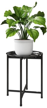 Bamworld Blumenständer Metall Pflanzenständer Blumenhocker Schwarz Hoch Zimmer Deko (34x34x42cm)