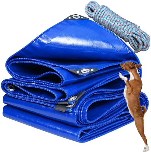 YANFEILI Lona Protectora Multiusos,0.5x42m 520g/m² Impermeable PVC Funda Protectora Lona Impermeable Cubierta,Lona Industrial,Toldo Reforzado,Lonas Impermeables Exterior Azúl
