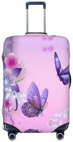 JEJEA Housse de protection pour valise, housse lavable et anti-rayures Motif papillon Rose, Noir , S