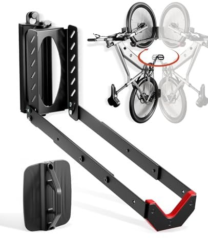 Fahrrad Wandhalterung, Fahrradhalterung Wand ohne schweres Heben, Schwenkbare Vertikaler Fahrradständer, für Garage Leichtes Fahrrad/MTB/Rennrad/Kinderfahrrad (Schwarz)