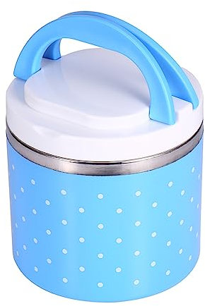 Jwthee 630 ml Lunchbox, Edelstahl-Lebensmittelbehälter, heiße tragbare Lunchbox, Reisnudeln, Lunchbox, 1 Schicht, blaue Lunchbox, Lebensmittelbehälter für Erwachsene