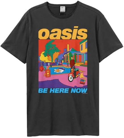 Amplified Be Here Now Oasis T-Shirt Charcoal, Short Sleeve, Crew Neck, Size S