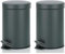 kela Mülleimer, Metall Tretmülleimer Badezimmer, Badmülleimer mit Inneneimer und Tragehenkel, Monaco, dunkelgrau matt, 3 L, 17 x 17 x 26 cm (Packung mit 2)