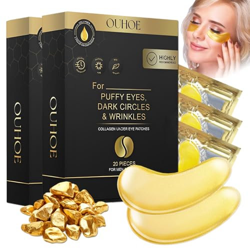 40pcs Gold Augenpads, Gold Collagen Augenpads, Anti-Aging Eye Pads, Augen Mask Hyaluronsäure und Kollagen, Augen Gegen Augenringe und Tränensäcke, Bei Fältchen und Schwellungen