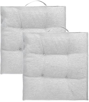 INSPINOVIA Outdoor Stuhlauflagen Stuhlkissen | Wasserabweisende Sitzkissen für Wohn- & Außenbereich | 2er, 4er & 6er Sets | Gartenkissen | Lounge Kissen | 4er Steppung | 40 x 40 cm (Hellgrau, 2er Set)